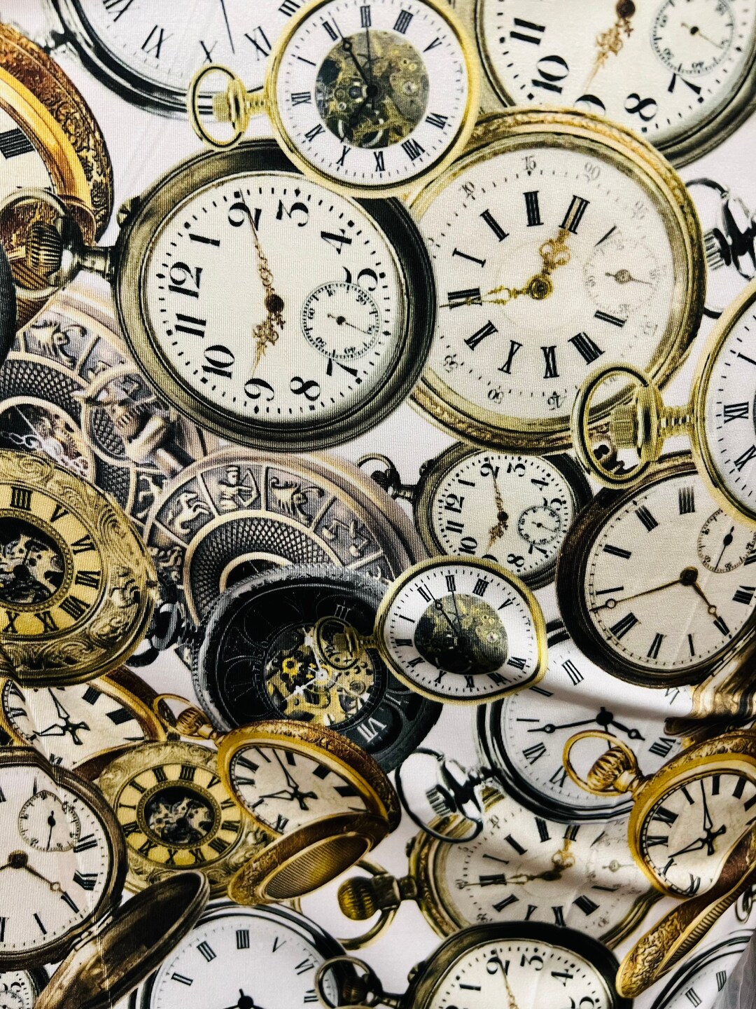 New Luxury Clocks Design Print on Great Quality of Nylon Spandex 4-way ...