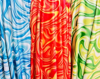 Abstract Lava design print on great quality of poly spandex 4-way stretch 58/60”