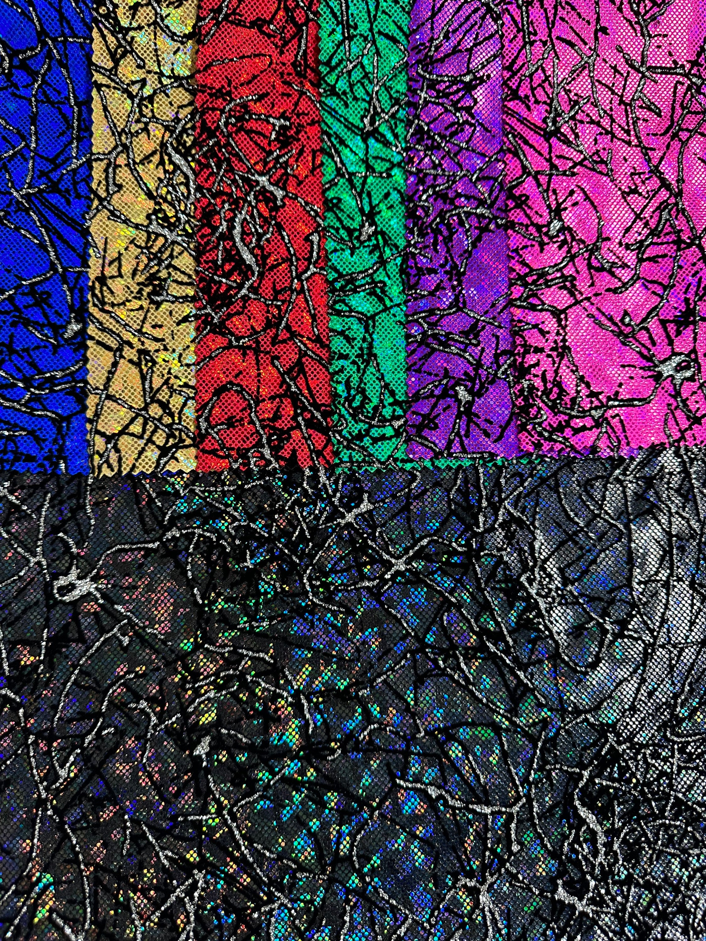 New Spider Abstract Design Metallic Shattered Glass With Flocking ...