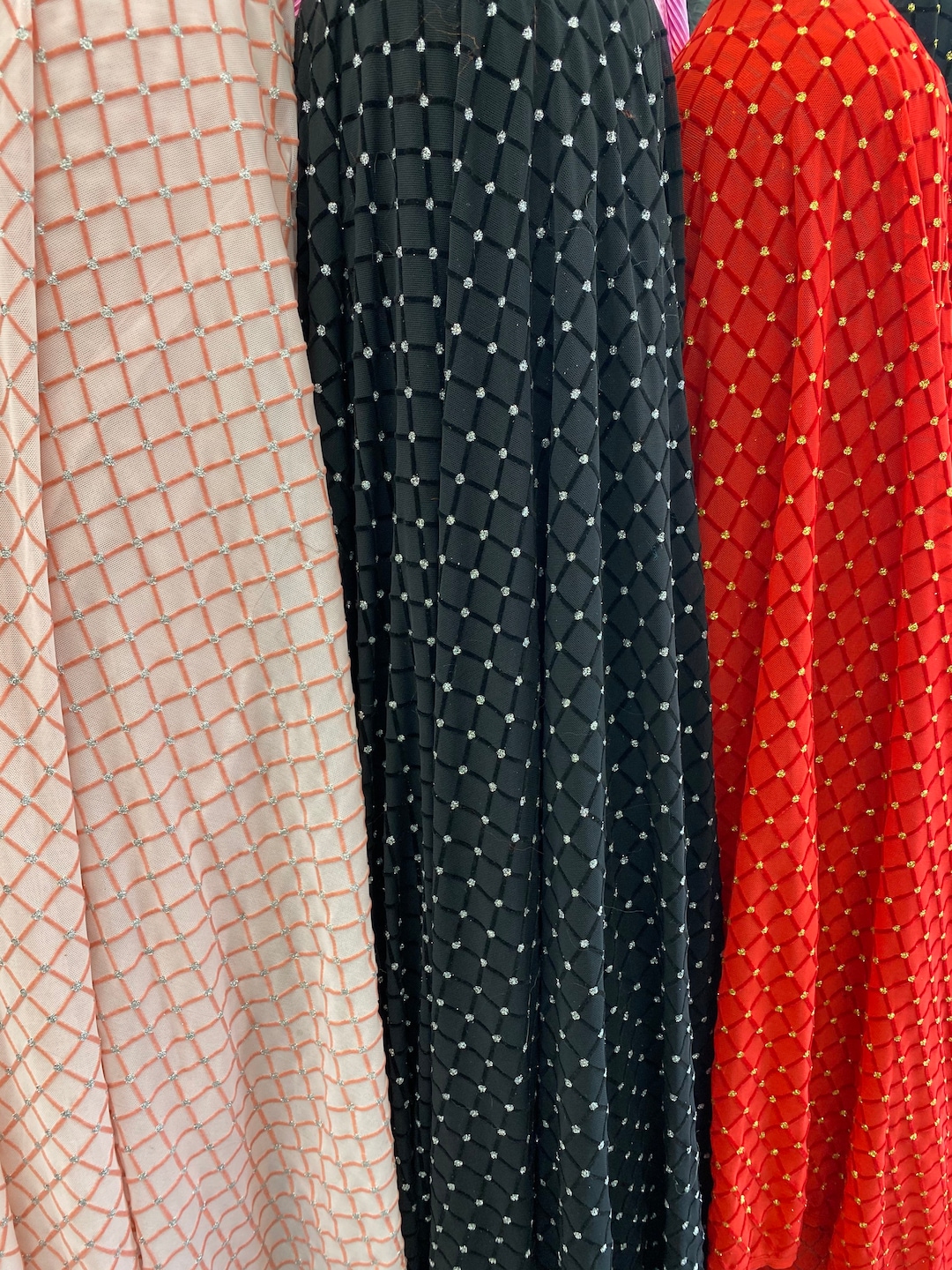 New Diamond Mesh With Flocking and Glitter Great Quality 4-way Spandex ...