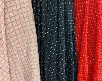New Diamond mesh with flocking and glitter great quality 4-way spandex mesh 58/60” Sold by the YD. Ships worldwide from Los Angeles CA USA.