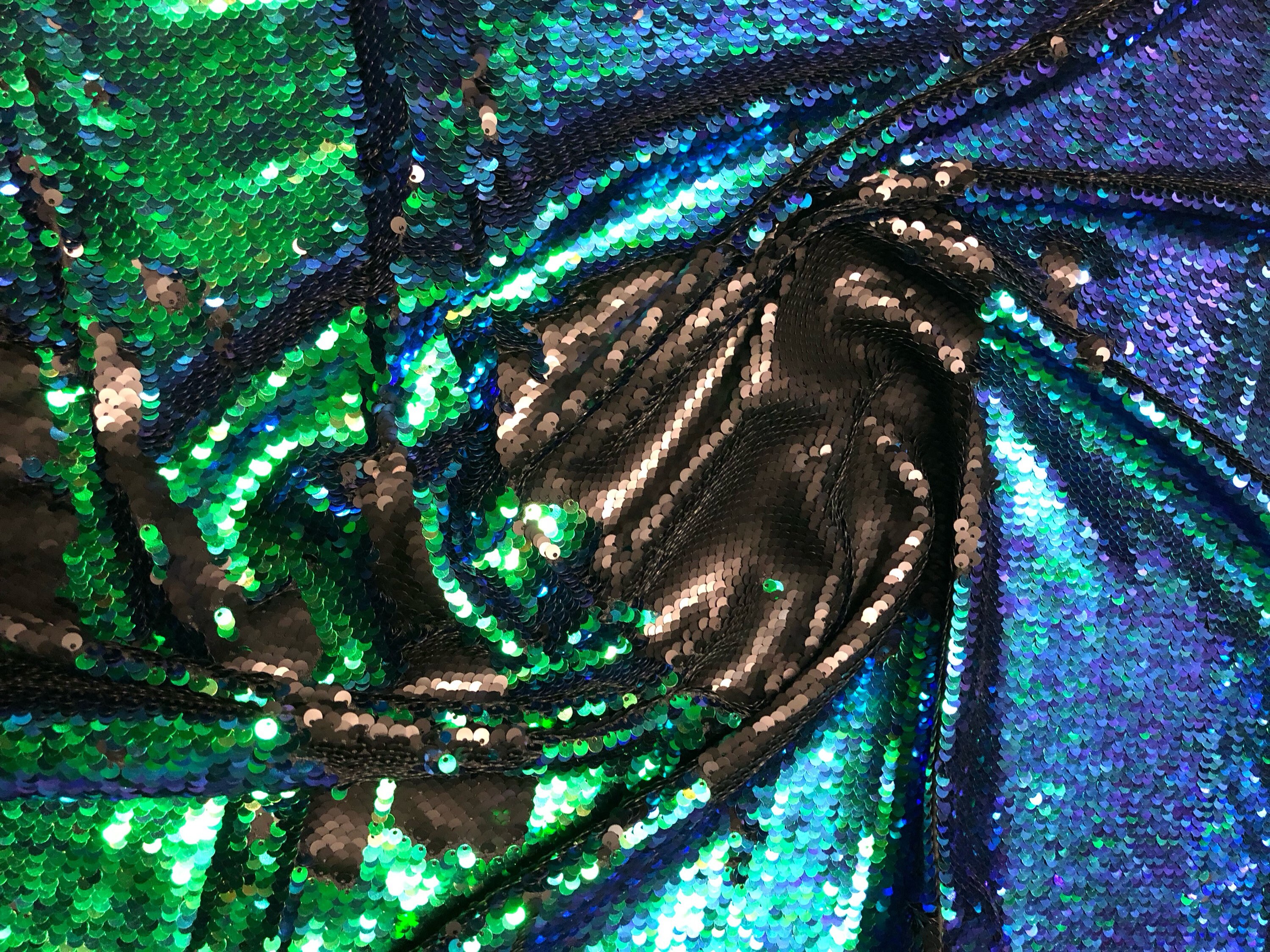 New Flip up Sequins Reversible Sequins Green/black Spandex Base 2way ...