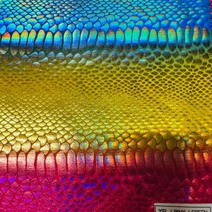 Anaconda exotic snake skin tie dye hologram metallic nylon spandex 4-way stretch 58/60” High quality fabrics by AlexLAFabrics