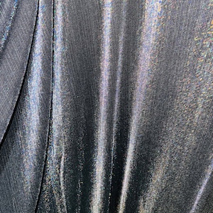 Iridescent Metallic spandex Black/Silver multi  Luxury fabric 4-way stretch 64/65” Sold by the YD. Luxury fabrics by AlexLAFabrics