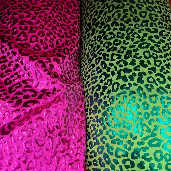 New Exotic leopard design metallic nylon spandex 4-way stretch 58/60” Sold by the YD. Ships Worldwide from Los Ángeles California USA.