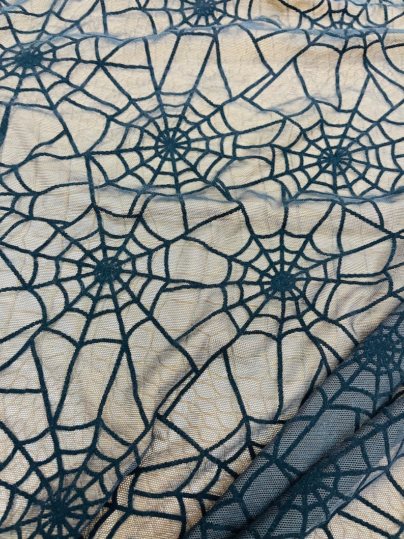 Spiderweb Design Best Quality of Stretch Power Mesh With Black - Etsy