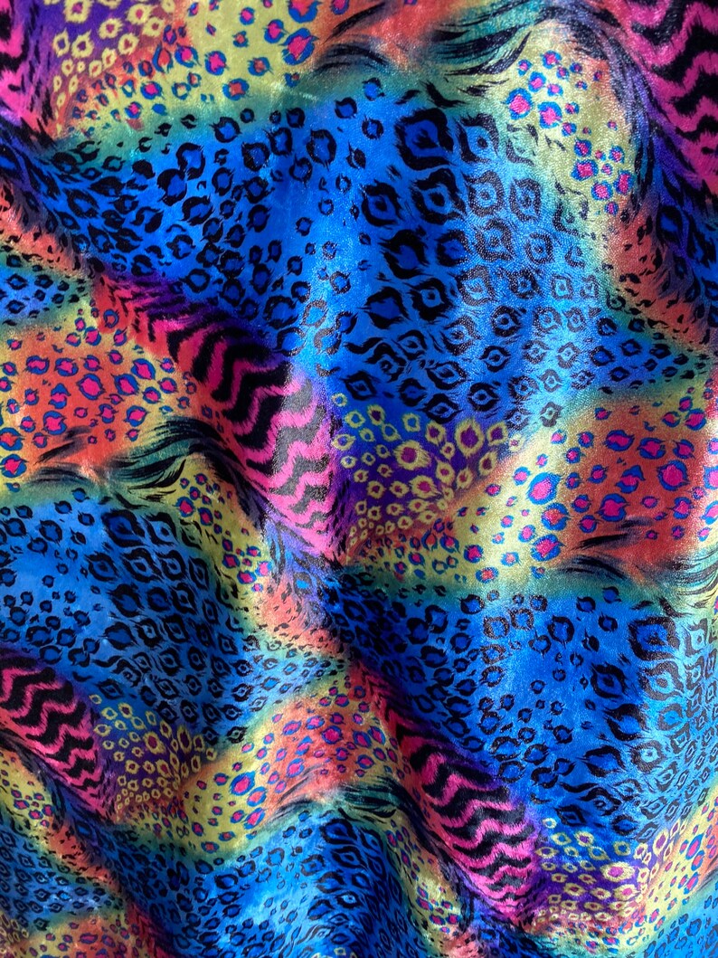 New Exotic Multi Animal Print Design Multicolor Print on Stretch Velvet ...