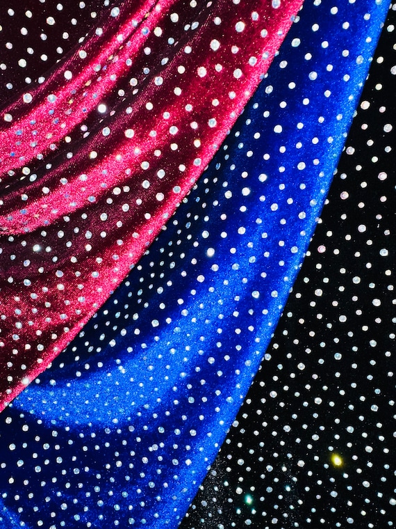 Luxury Rhinestone on Stretch Velvet 4-way Stretch High Quality
