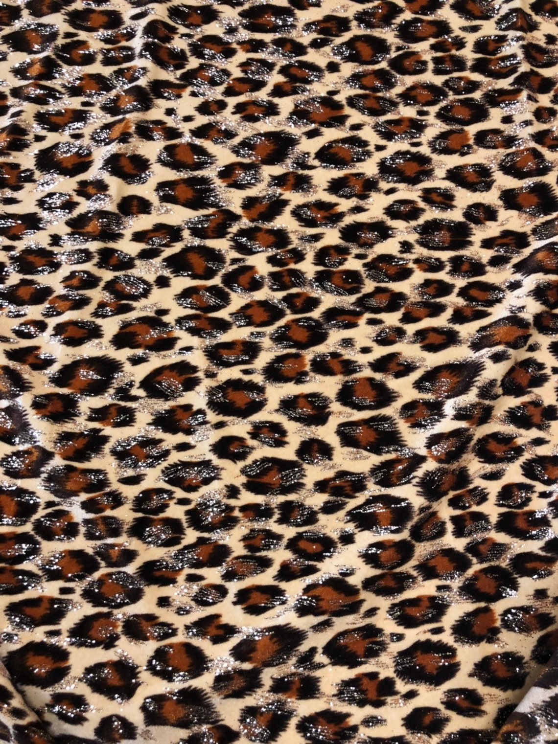 Leopard Design With Gold Glitter Print on Velvet 420gsm 4way | Etsy