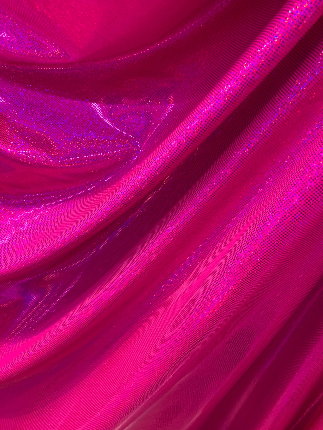 Hologram Metallic Dots Hot Pink Fushia Nylon Spandex 4way | Etsy