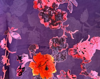 New Luxury burnout silky velvet flower design purple/pink  4-way stretch 58/60” Sold by the YD. Ships Worldwide from Los Angeles California