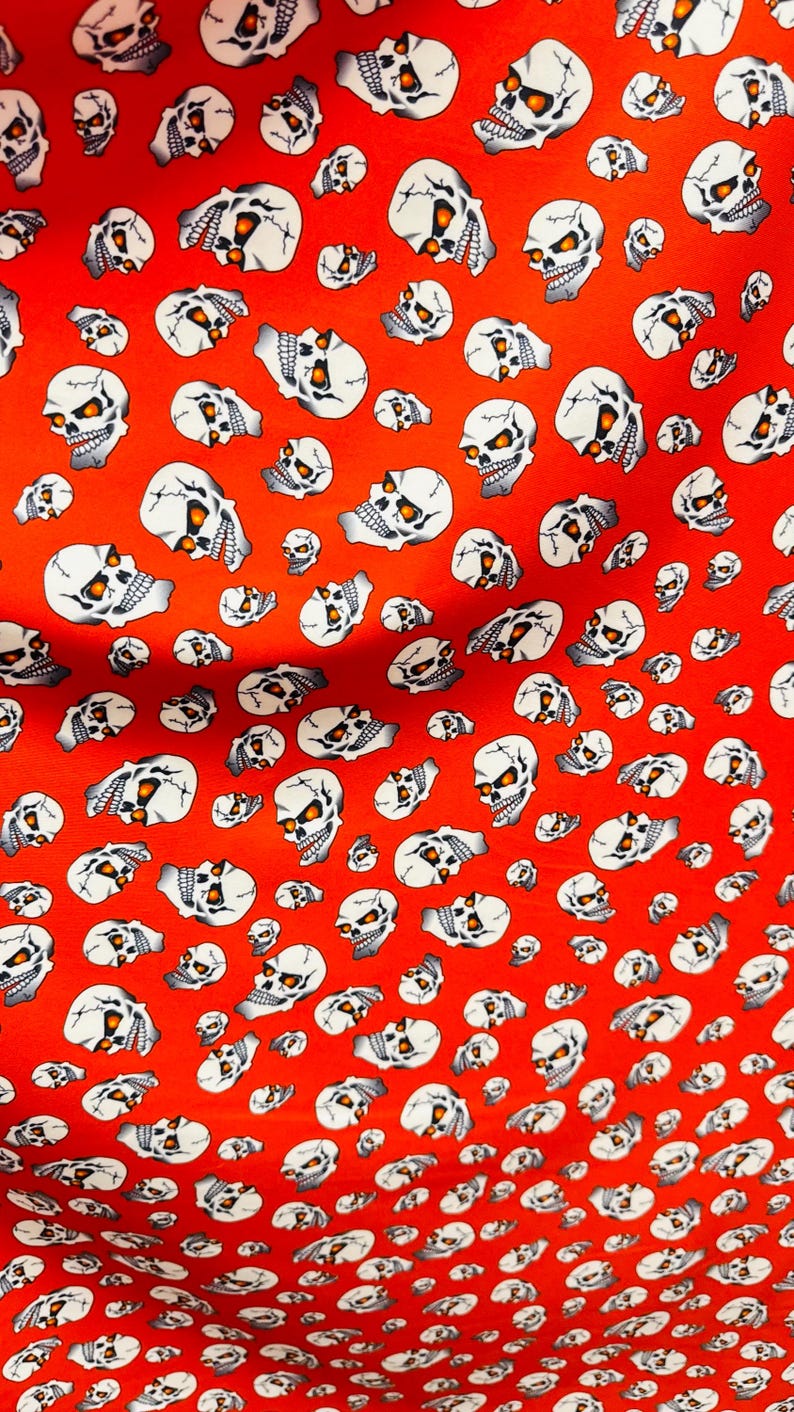 Terminator Skull Design on nylon spandex 4-Way stretch 58/60” Sold by the Yd. Ships worldwide From Los Angeles California USA. image 5