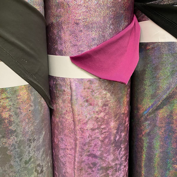 New heavy velvet with iridescent foggy foil metallic 4way stretch 58/60” Sold by the YD. Ships worldwide from Los Angeles California USA.