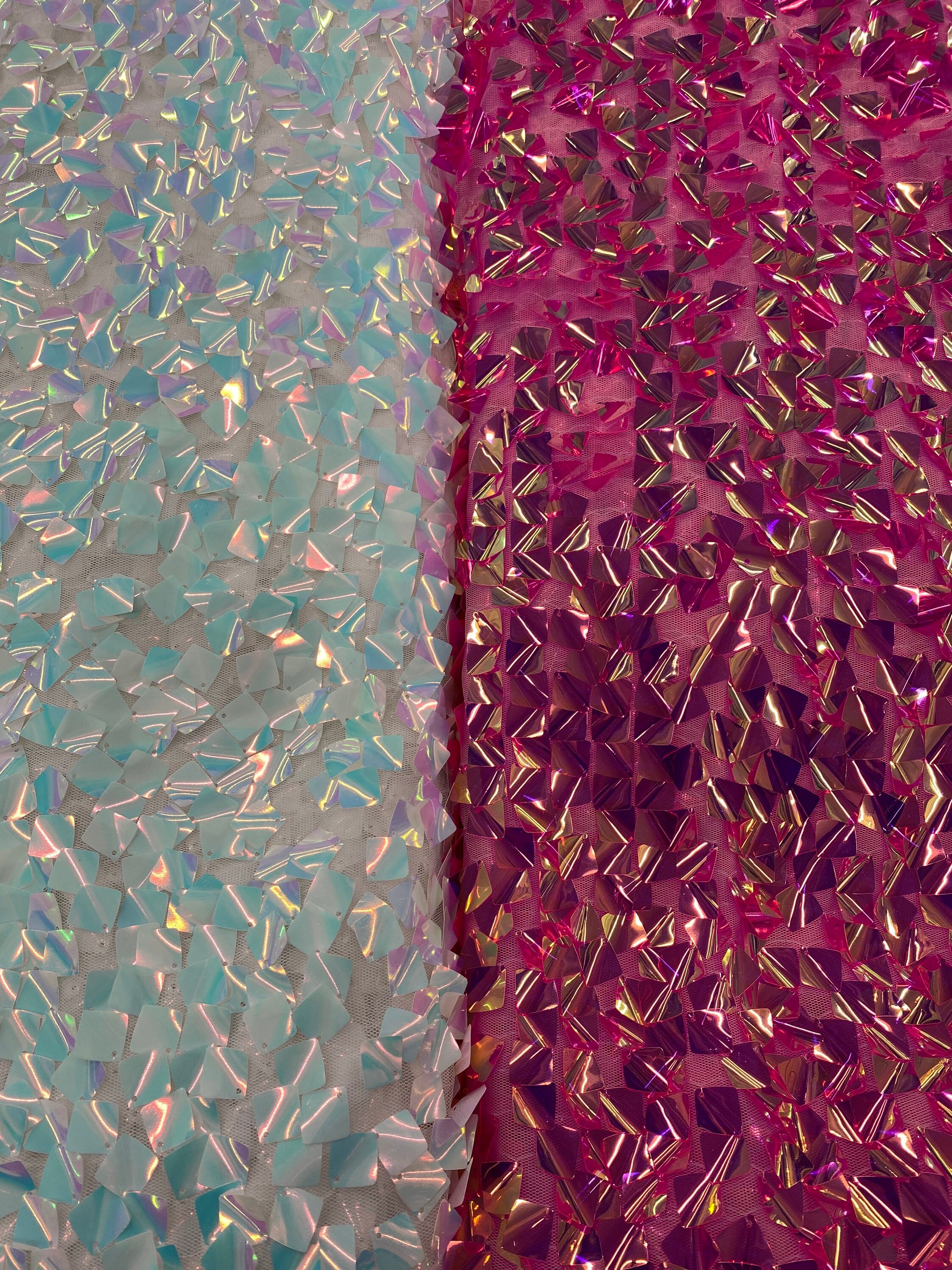 New square sequins iridescent colors embroidered in mesh Etsy