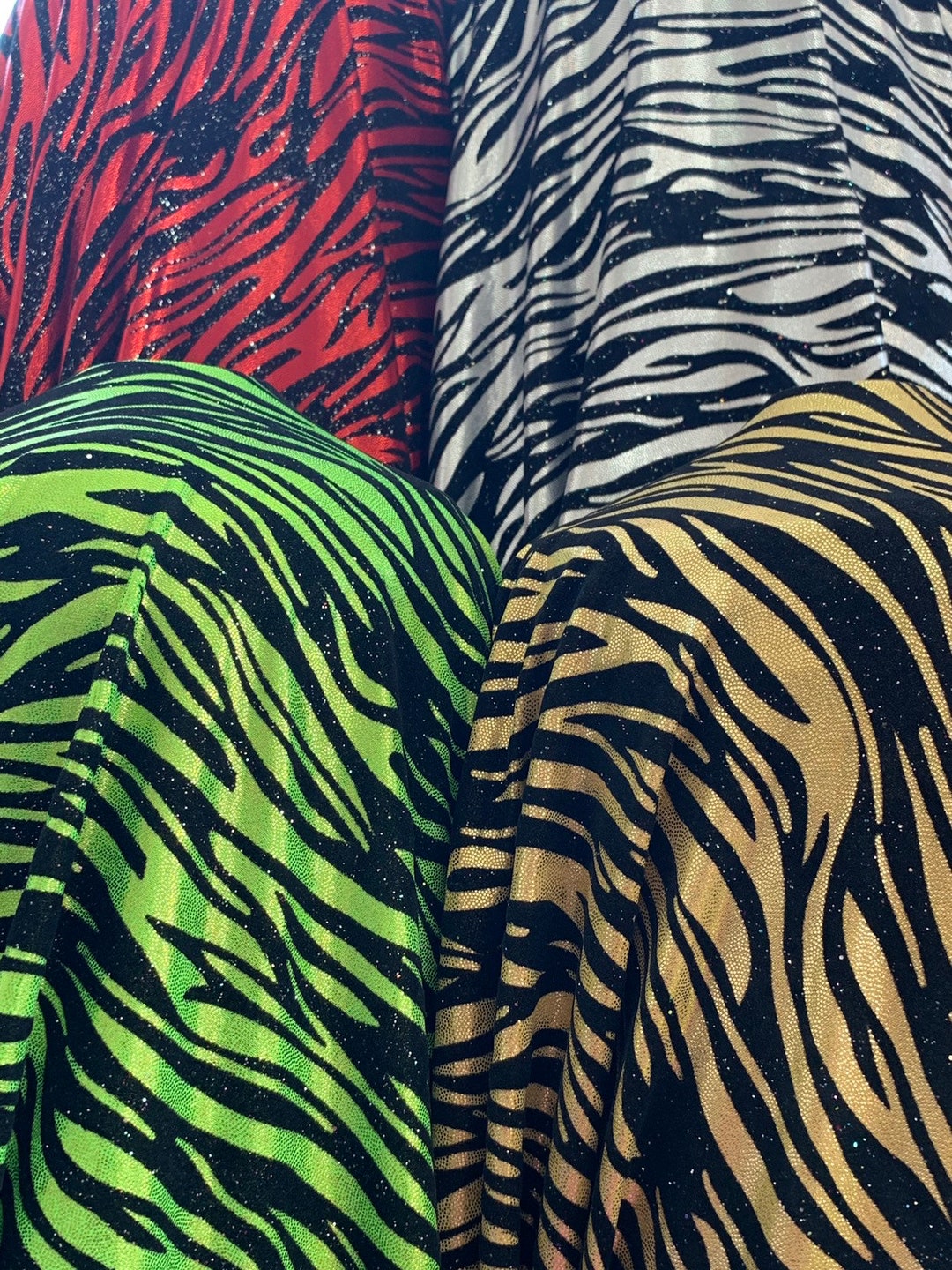 New Zebra Design With Black Flocking Metallic Nylon Spandex 4-way ...