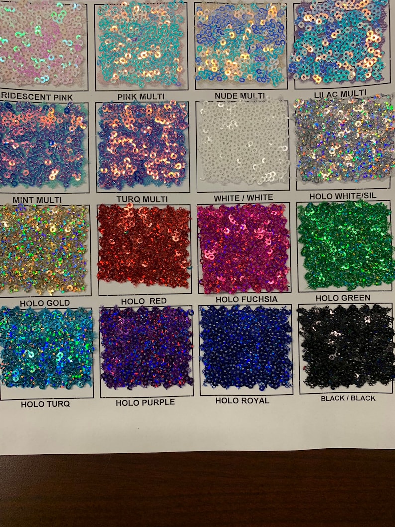 String Sequin Color Chart New Sequins Cosmic Iridescent Mini Glitz Sequins Embroidered on Stretch ...