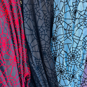 New spider web  flocking design on stretch mesh 4way 58/60” Sold by the YD. Ships worldwide from Los Ángeles California USA.