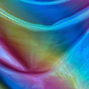 New Rainbow design iridescence metallic nylon spandex 4-way stretch hologram high quality of spandex fabric 58/60”