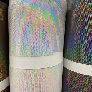 NEW spectrum Legacy iridescent foiled velvet 4-way stretch 58/60” Sold by the YD. Ships worldwide from Los Angeles California USA.