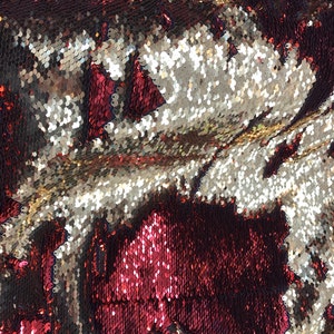 Reversible Flip up Sequins Red/gold 5mm Sequins on Spandex Base 58/60 ...