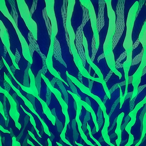 New Exotic Tiger design Uv light Gray/Neon Green print on great quality of poly mesh 4-way stretch the neon color it glows in the dark
