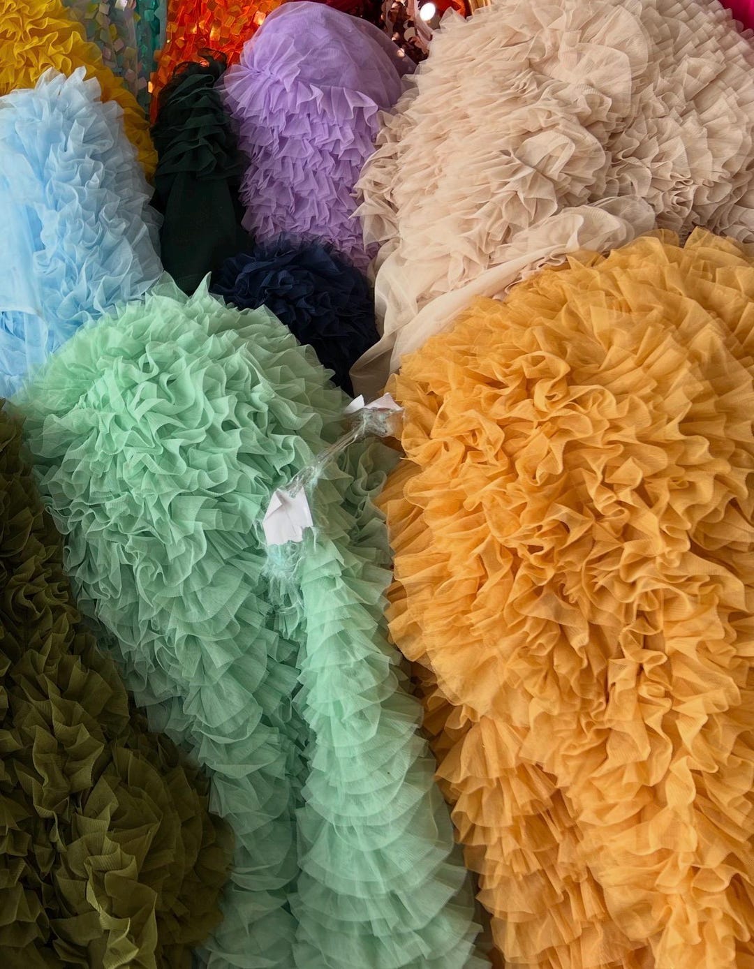 Ruffles Luxury Design Made of Dobble Mesh Ruffle 100% Polyester Non ...