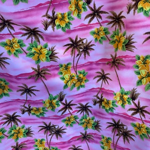 New palms trees design print on nylon spandex 4-way stretch 58/60” Sold by the YD. Ships worldwide from Los Angeles California USA.