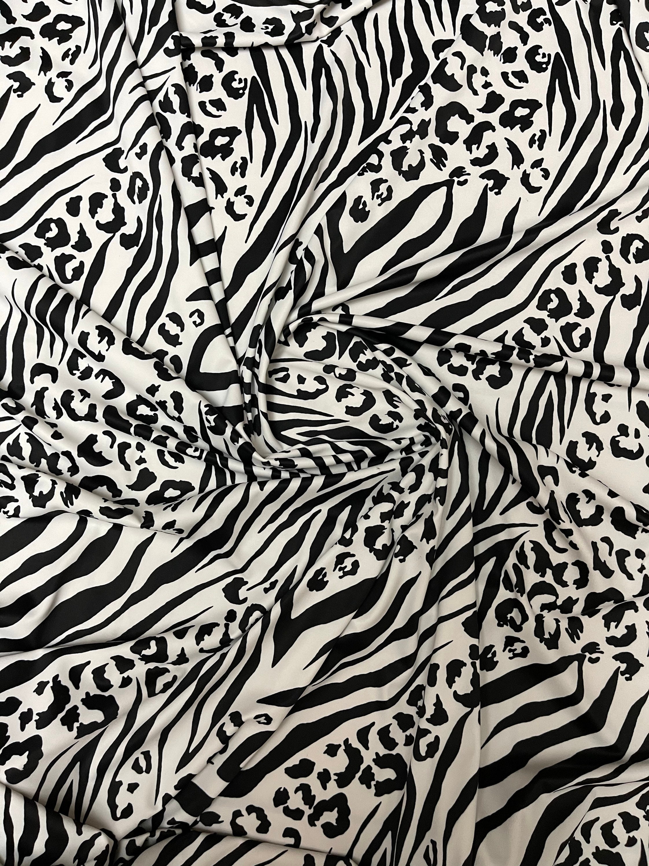 Exótico animal print blanco/negro estampado en spandex de | Etsy