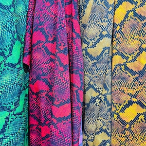 New Python Snake design print on heavy weight nylon spandex 4way stretch 58/60" Sold by the YD. Ships worldwide from Los Angeles California