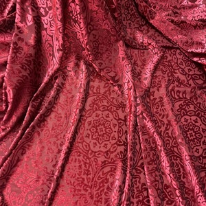 New Burnout velvet Diane design Merlot color 4-way stretch 58/60” Sold by the YD. Ships Worldwide from Los Angeles California USA.