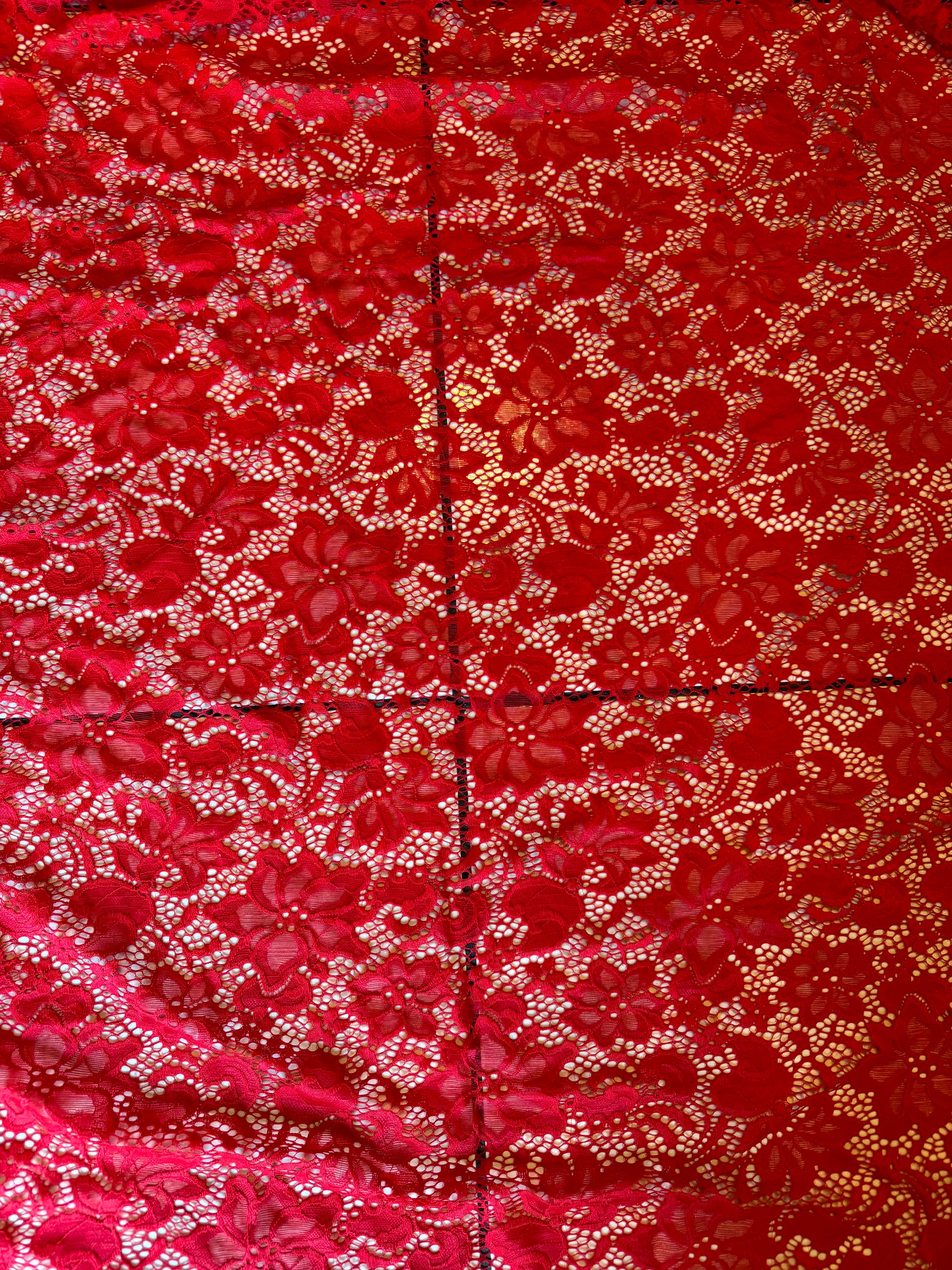Red Victoria Lace 4-way Stretch 58/60” High Quality Fabrics by ...