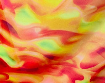 Nuevo diseño abstracto Lava Magma en malla de nailon resistente, elástica en 4 direcciones, 147/152 cm. Se vende por yarda. Envíos a todo el mundo desde Los Ángeles, California, EE. UU.