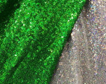 Holograma de mini lentejuelas brillantes sobre malla elástica bidireccional de 55/57 pulgadas. Se vende por yarda. Envíos a todo el mundo desde Los Ángeles, California, EE. UU.
