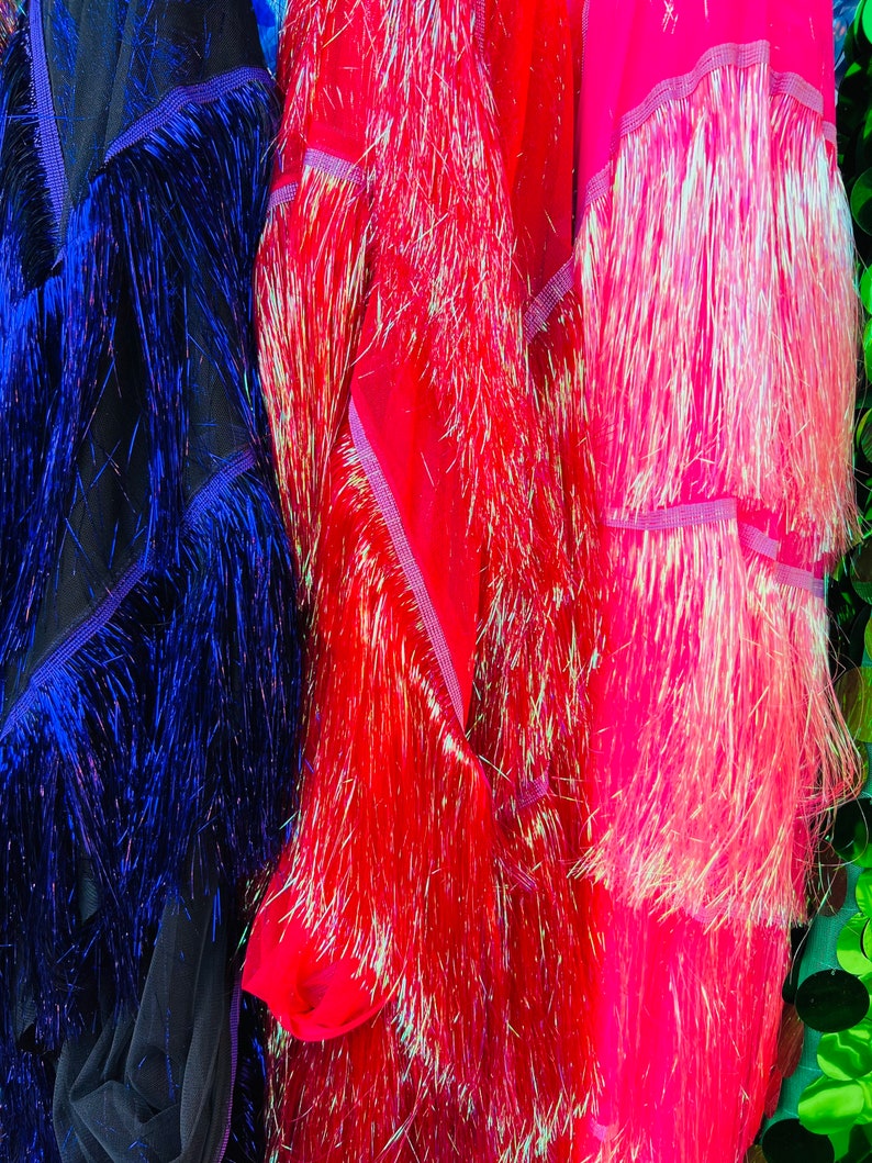 Fancy Multi Tinsel Fringe Design Metallic Long Hair Etsy