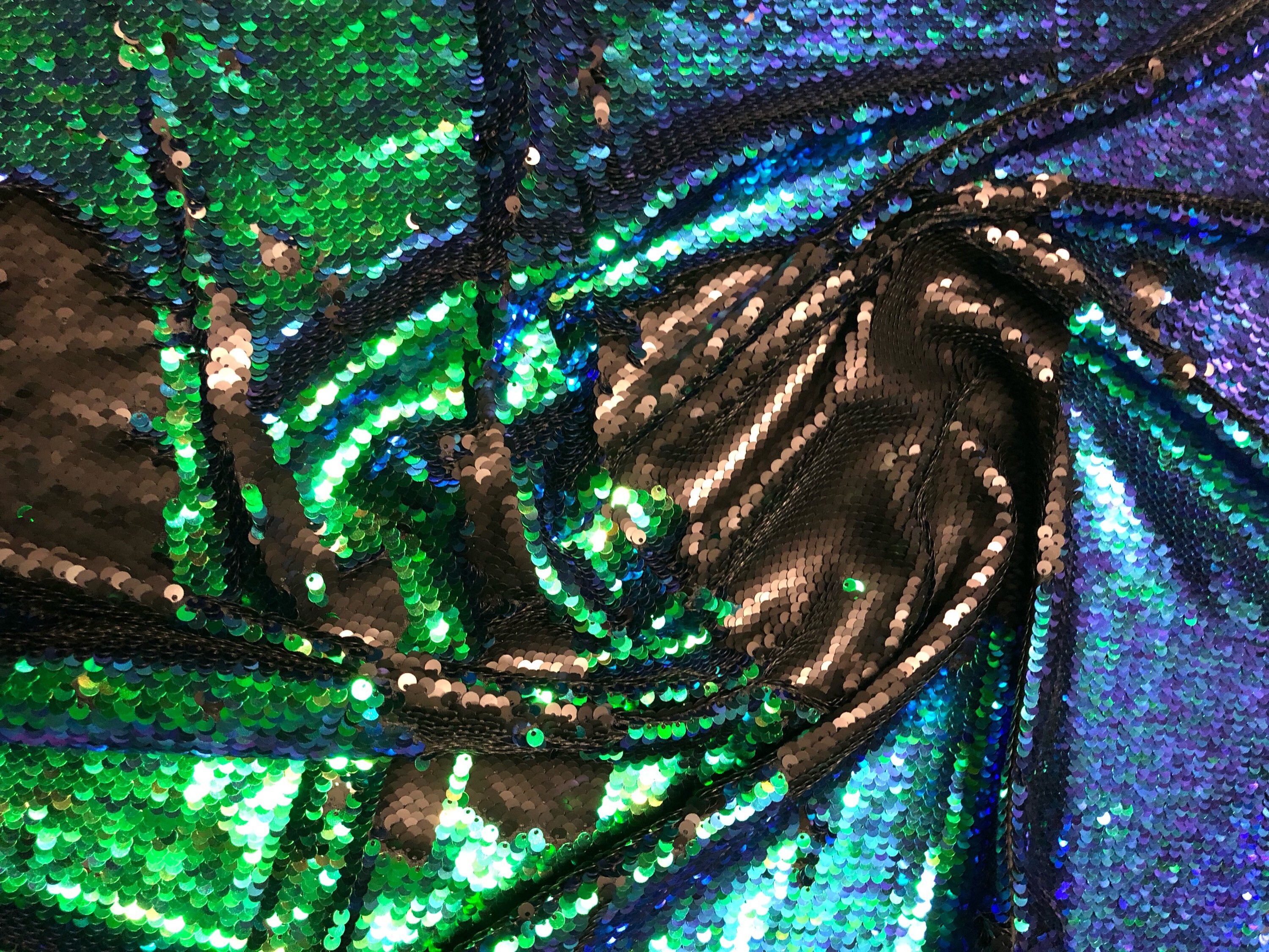 New Flip up Sequins Reversible Sequins Green/black Spandex Base 2way ...