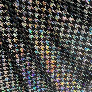 Houndstooth Luxury design metallic hologram poly spandex 2-way stretch 58/60” High quality fabrics by AlexLAFabrics