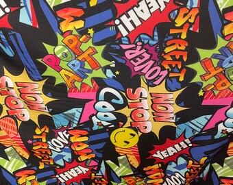 Graffiti Pop Art Design Print on Great Poly Spandex 4-way Stretch