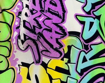 New Graffiti Paint design multicolor print on great quality of poly spandex 4-way stretch light weight 58/60” High Quality Fabrics
