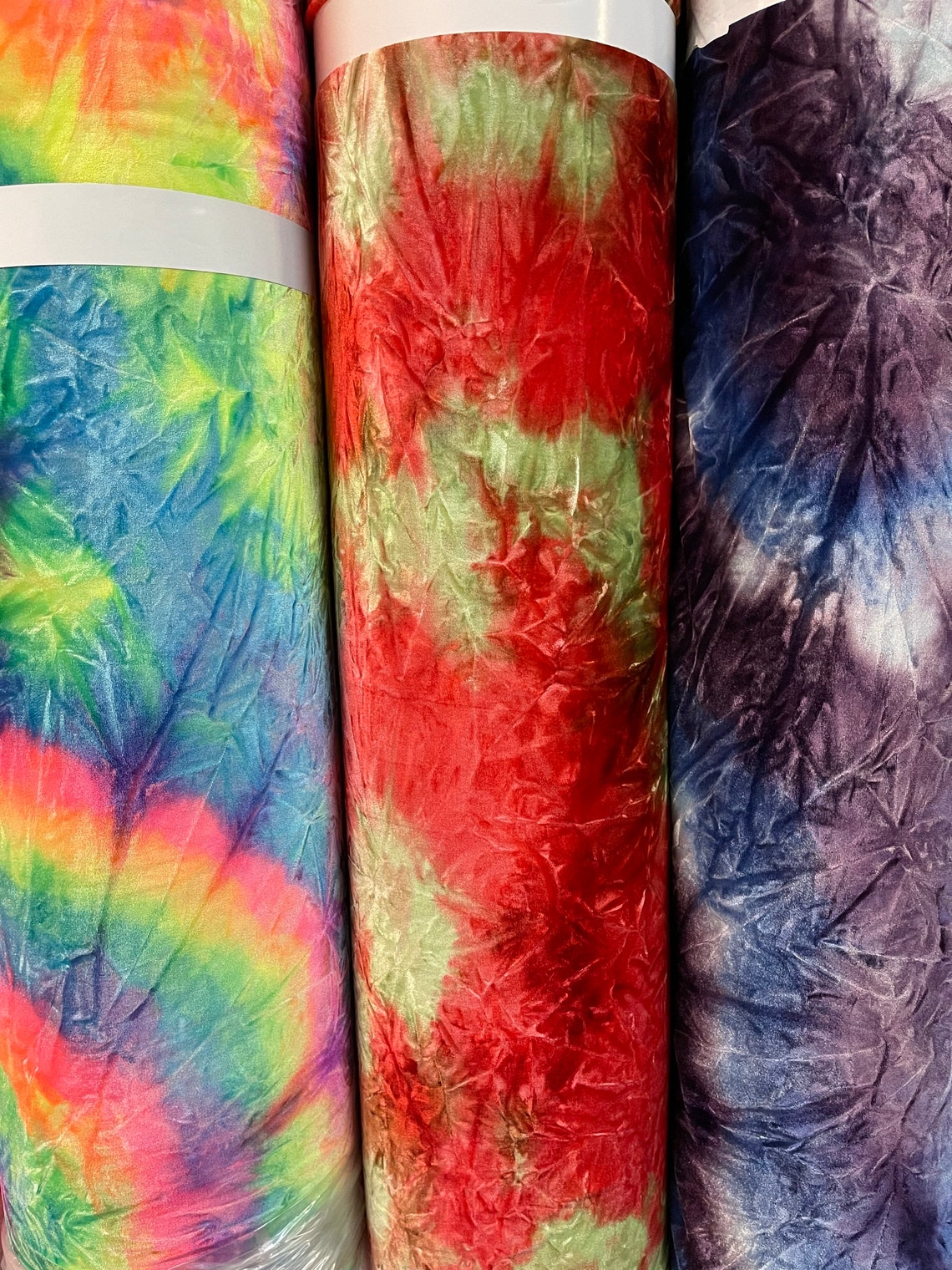 Vibrant tie dye crushed velvet multicolor great quality of Etsy