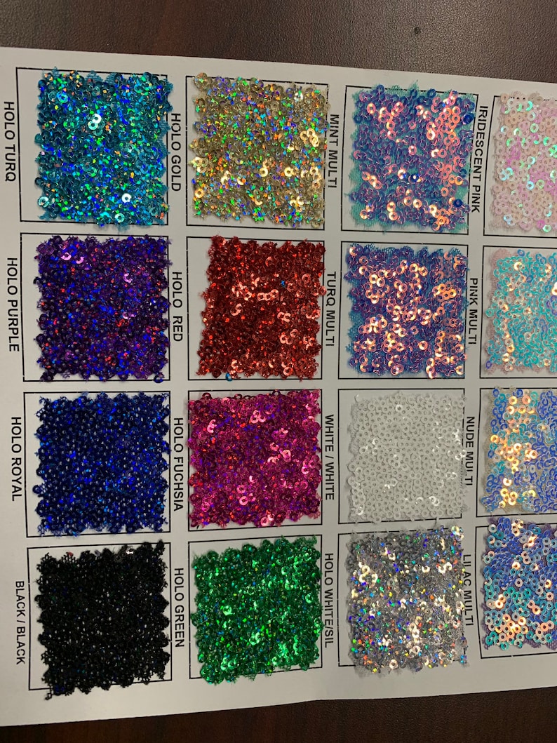 String Sequin Color Chart New Sequins Cosmic Iridescent Mini Glitz Sequins Embroidered on Stretch ...