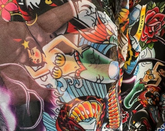 Japanese Tattoo design print on great quality of power mesh 4-way stretch 58/60”
