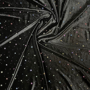 Stars design multicolor on great quality of stretch velvet 4-way stretch 58/60” Sold by the YD. Ships Worldwide from Los Angeles California
