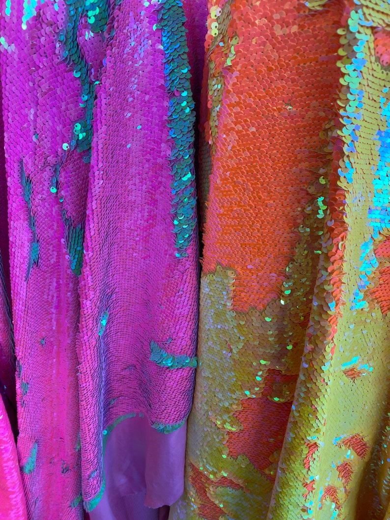 New Mermaid Sequins Neon Colors Flip up Reversible Sequins on Spandex 2 ...