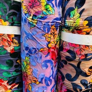New Luxury Modern Italian Burnout with floral design 4-way stretch fabric 58/60” High quality fabrics by AlexLAFabrics