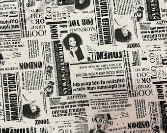Newspaper fashion design print on great quality of power mesh 4-way stretch 58/60” Sold by the YD. Ships Worldwide from Los Angeles CA