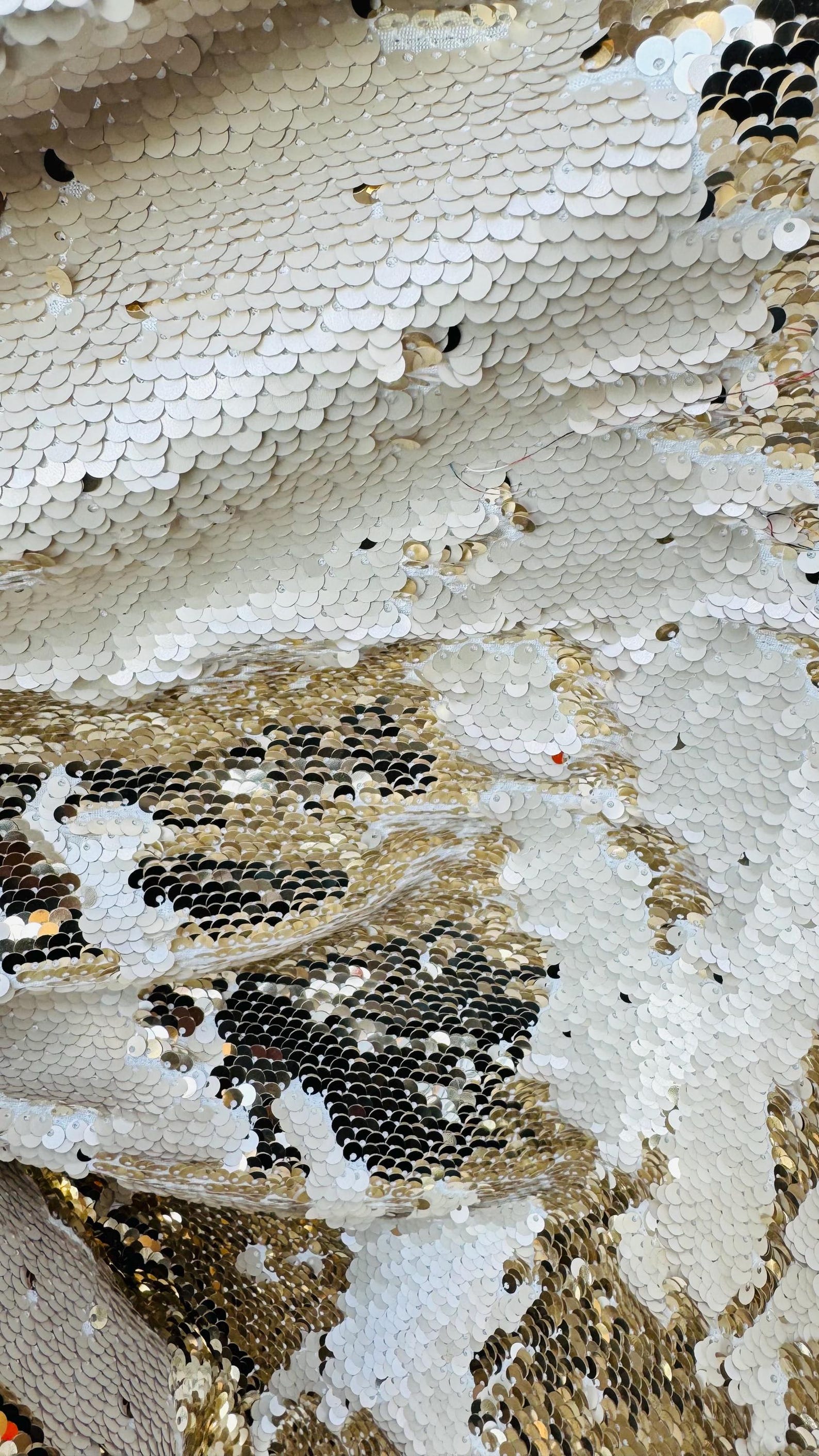 Flip up Sequins Taupe/gold 5mm Two Tone Reversible Sequins on Spandex ...