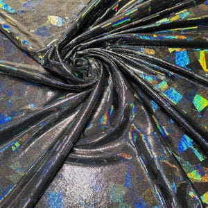 New Metallic Hologram Nylon Spandex Jumbo Shatter Glass With Iridescent Foil 4-Way Stretch 58/60&quot; Sold By The YD. Ships Worldwide From LA CA