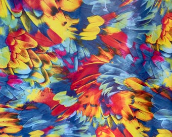New Abstract Feathers design print on great quality of silky high multi chiffon non stretch 58/60” Sold by the YD. Ships worldwide