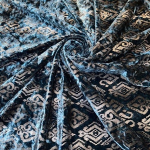 Modern Tribal abstract design on best quality of stretch velvet 4-way stretch 58/60” Sold by the YD.