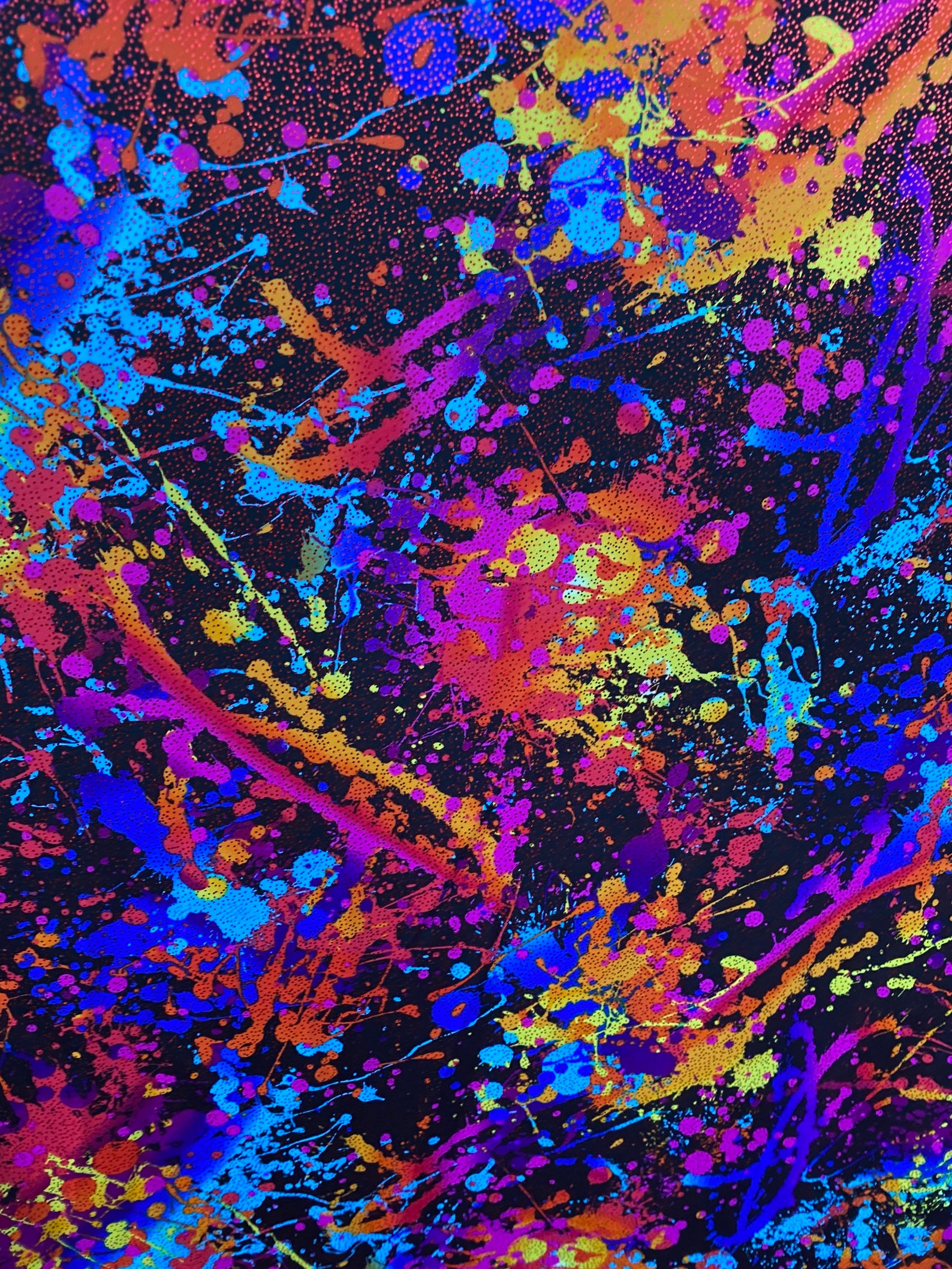 Graffiti Paint Design Black Multi Nylon Spandex With Foil Etsy